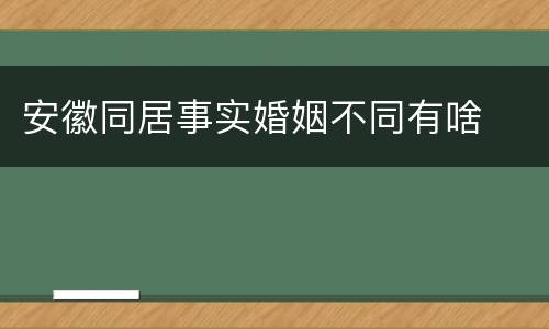 安徽同居事实婚姻不同有啥