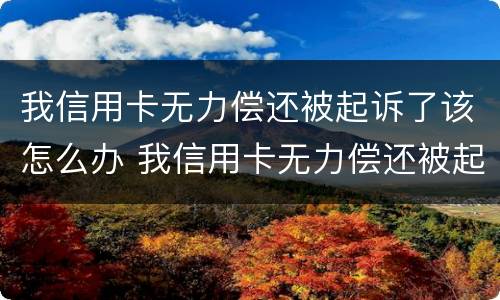 我信用卡无力偿还被起诉了该怎么办 我信用卡无力偿还被起诉了该怎么办理