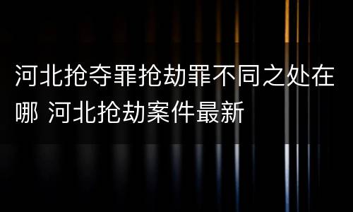 河北抢夺罪抢劫罪不同之处在哪 河北抢劫案件最新