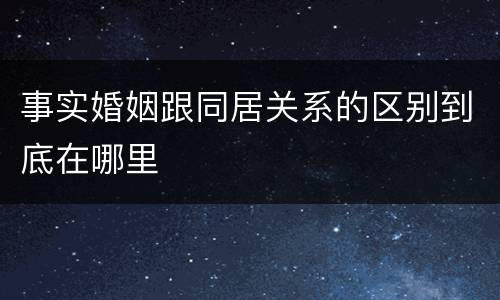 事实婚姻跟同居关系的区别到底在哪里