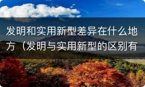 发明和实用新型差异在什么地方（发明与实用新型的区别有哪些）