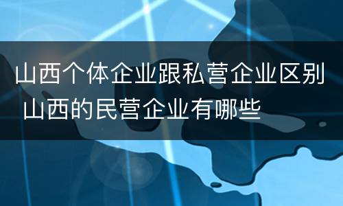 山西个体企业跟私营企业区别 山西的民营企业有哪些