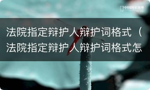 法院指定辩护人辩护词格式（法院指定辩护人辩护词格式怎么写）