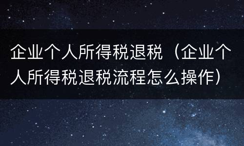 企业个人所得税退税（企业个人所得税退税流程怎么操作）