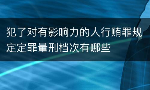 犯了对有影响力的人行贿罪规定定罪量刑档次有哪些