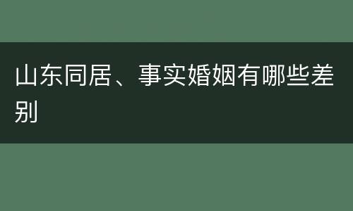 山东同居、事实婚姻有哪些差别