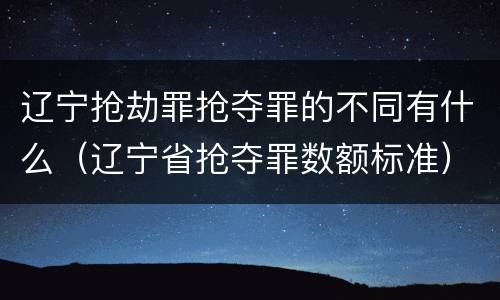 辽宁抢劫罪抢夺罪的不同有什么（辽宁省抢夺罪数额标准）