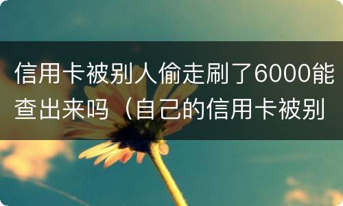 信用卡被别人偷走刷了6000能查出来吗（自己的信用卡被别人刷走钱怎么办）