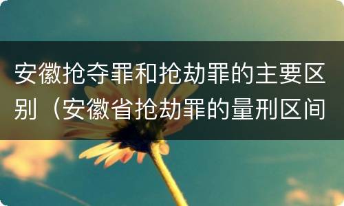 安徽抢夺罪和抢劫罪的主要区别（安徽省抢劫罪的量刑区间和量刑情节）