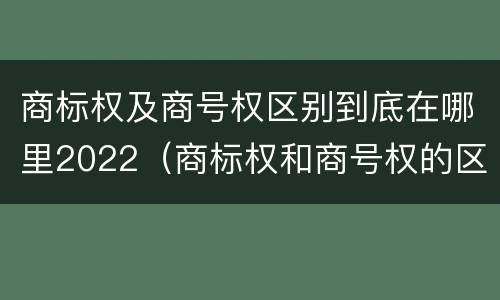 商标权及商号权区别到底在哪里2022（商标权和商号权的区别）