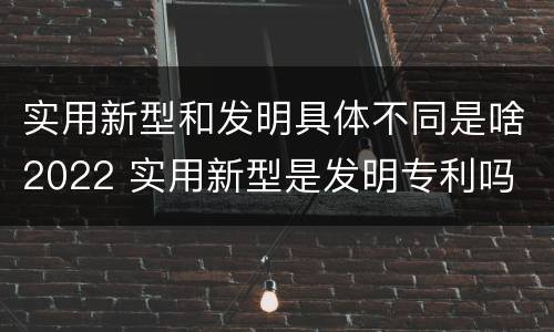 实用新型和发明具体不同是啥2022 实用新型是发明专利吗