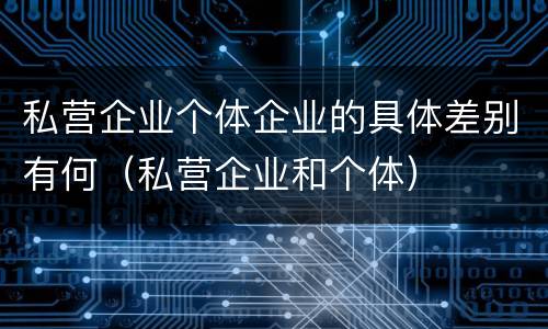 私营企业个体企业的具体差别有何（私营企业和个体）