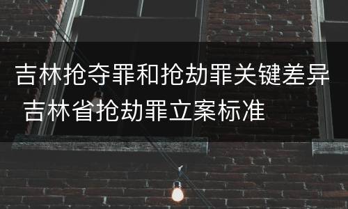 吉林抢夺罪和抢劫罪关键差异 吉林省抢劫罪立案标准