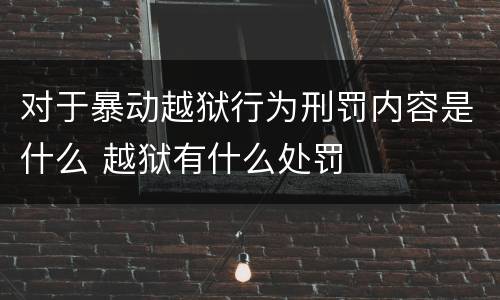 对于暴动越狱行为刑罚内容是什么 越狱有什么处罚