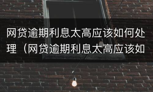 网贷逾期利息太高应该如何处理（网贷逾期利息太高应该如何处理呢）