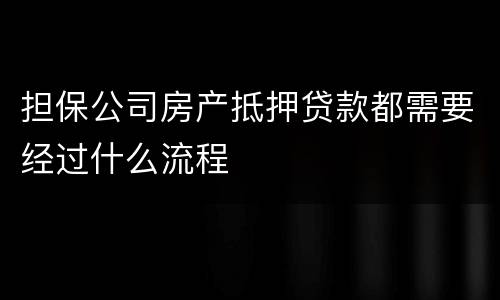 担保公司房产抵押贷款都需要经过什么流程