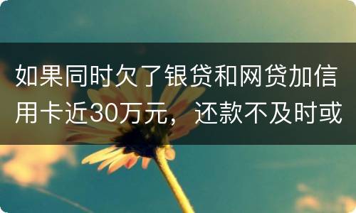 如果同时欠了银贷和网贷加信用卡近30万元，还款不及时或者无力偿还，会被判几年