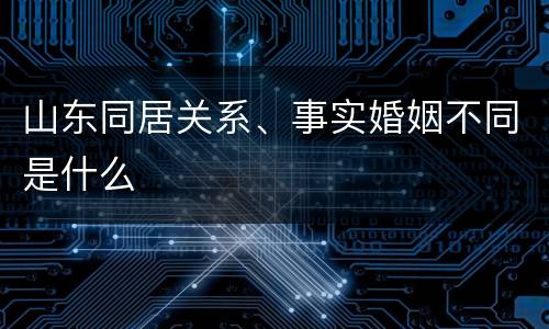 山东同居关系、事实婚姻不同是什么