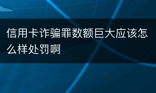 信用卡诈骗罪数额巨大应该怎么样处罚啊