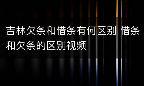 吉林欠条和借条有何区别 借条和欠条的区别视频