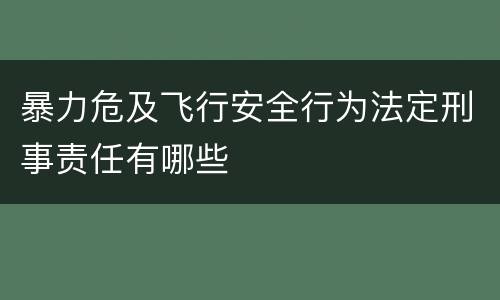 暴力危及飞行安全行为法定刑事责任有哪些