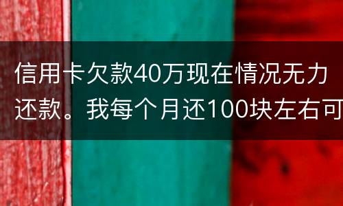 信用卡欠款40万现在情况无力还款。我每个月还100块左右可以吗