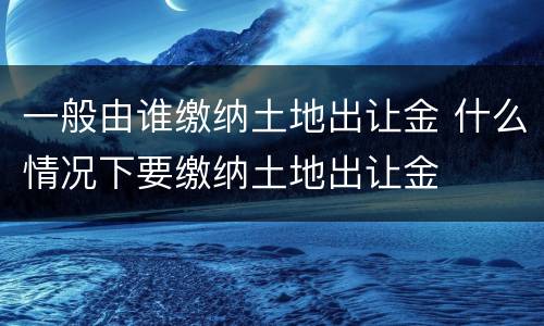 一般由谁缴纳土地出让金 什么情况下要缴纳土地出让金