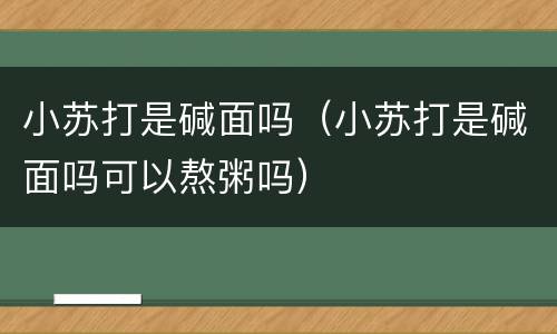 小苏打是碱面吗（小苏打是碱面吗可以熬粥吗）