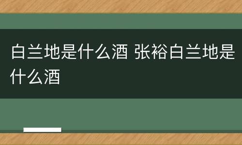 白兰地是什么酒 张裕白兰地是什么酒