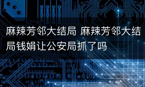 麻辣芳邻大结局 麻辣芳邻大结局钱娟让公安局抓了吗