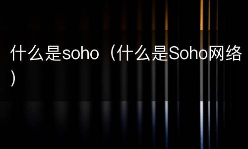 什么是soho（什么是Soho网络）