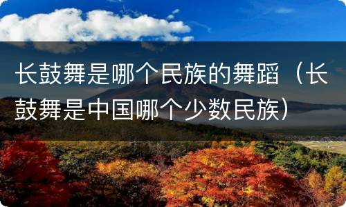 长鼓舞是哪个民族的舞蹈（长鼓舞是中国哪个少数民族）