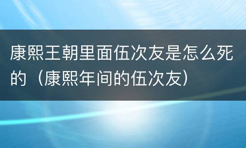 康熙王朝里面伍次友是怎么死的（康熙年间的伍次友）