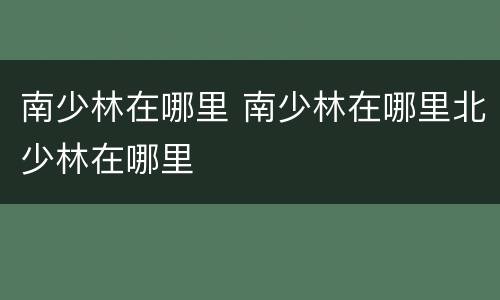 南少林在哪里 南少林在哪里北少林在哪里