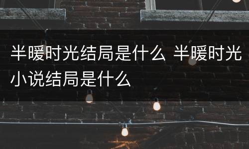 半暖时光结局是什么 半暖时光小说结局是什么