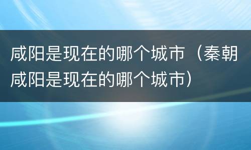 咸阳是现在的哪个城市（秦朝咸阳是现在的哪个城市）