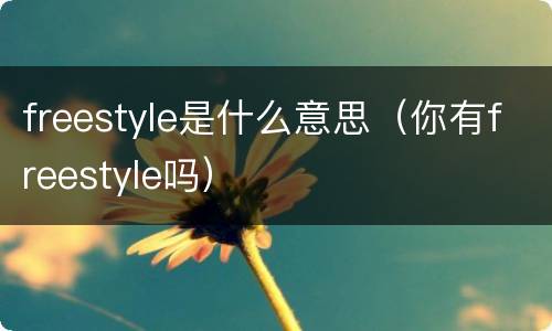 freestyle是什么意思（你有freestyle吗）