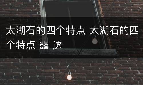 太湖石的四个特点 太湖石的四个特点 露 透