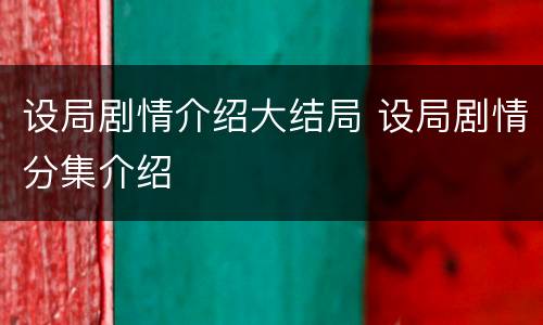 设局剧情介绍大结局 设局剧情分集介绍