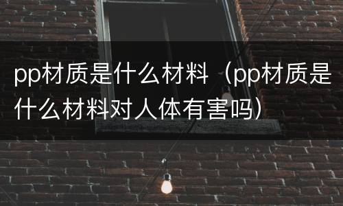 pp材质是什么材料（pp材质是什么材料对人体有害吗）