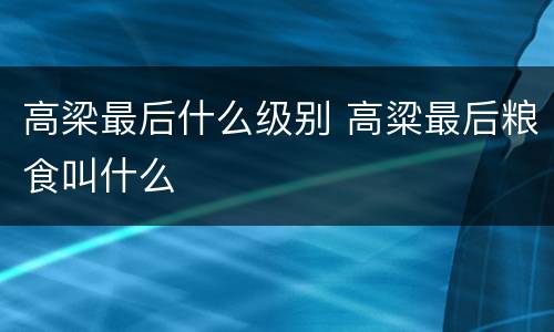 高梁最后什么级别 高粱最后粮食叫什么