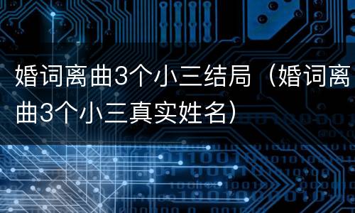 婚词离曲3个小三结局（婚词离曲3个小三真实姓名）