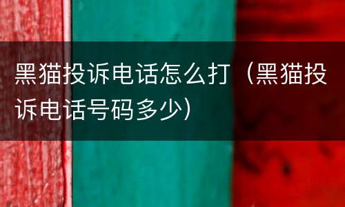 黑猫投诉电话怎么打（黑猫投诉电话号码多少）