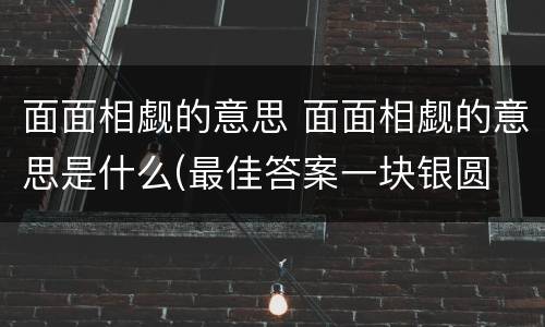 面面相觑的意思 面面相觑的意思是什么(最佳答案一块银圆