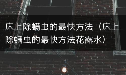 床上除螨虫的最快方法（床上除螨虫的最快方法花露水）