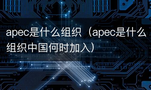 apec是什么组织（apec是什么组织中国何时加入）