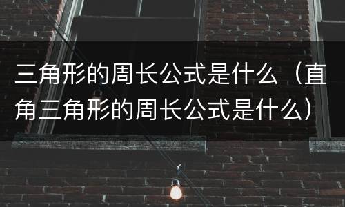 三角形的周长公式是什么（直角三角形的周长公式是什么）