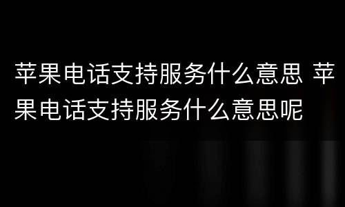 苹果电话支持服务什么意思 苹果电话支持服务什么意思呢