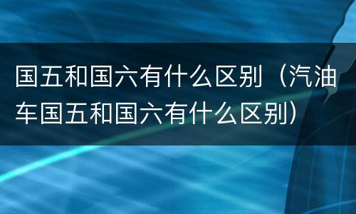 国五和国六有什么区别（汽油车国五和国六有什么区别）