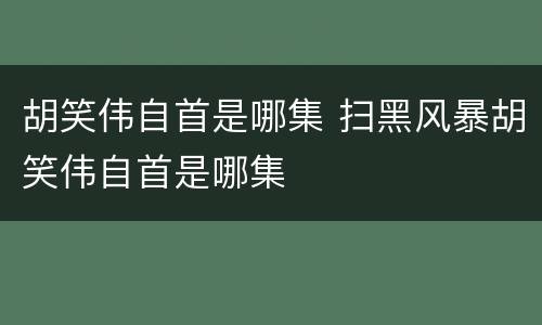 胡笑伟自首是哪集 扫黑风暴胡笑伟自首是哪集